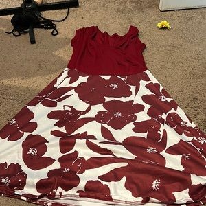 selling a red flower dress